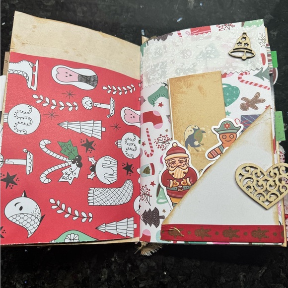 Christmas Junk Journal Signatures Bound Handmade 3 Books absolute gorgeous - Picture 9 of 16